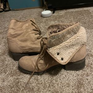 fold over suede-ish boots
